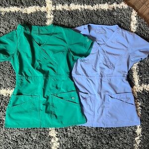 Cherokee Perfect Stretch Green and Purple/Blue Scrub Tops
